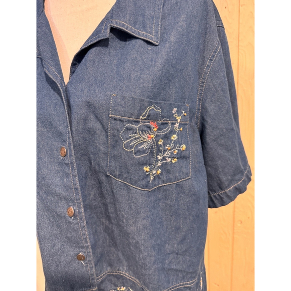 Koret City Blues Denim Embellished Shirt 2X Blue - Picture 2 of 13